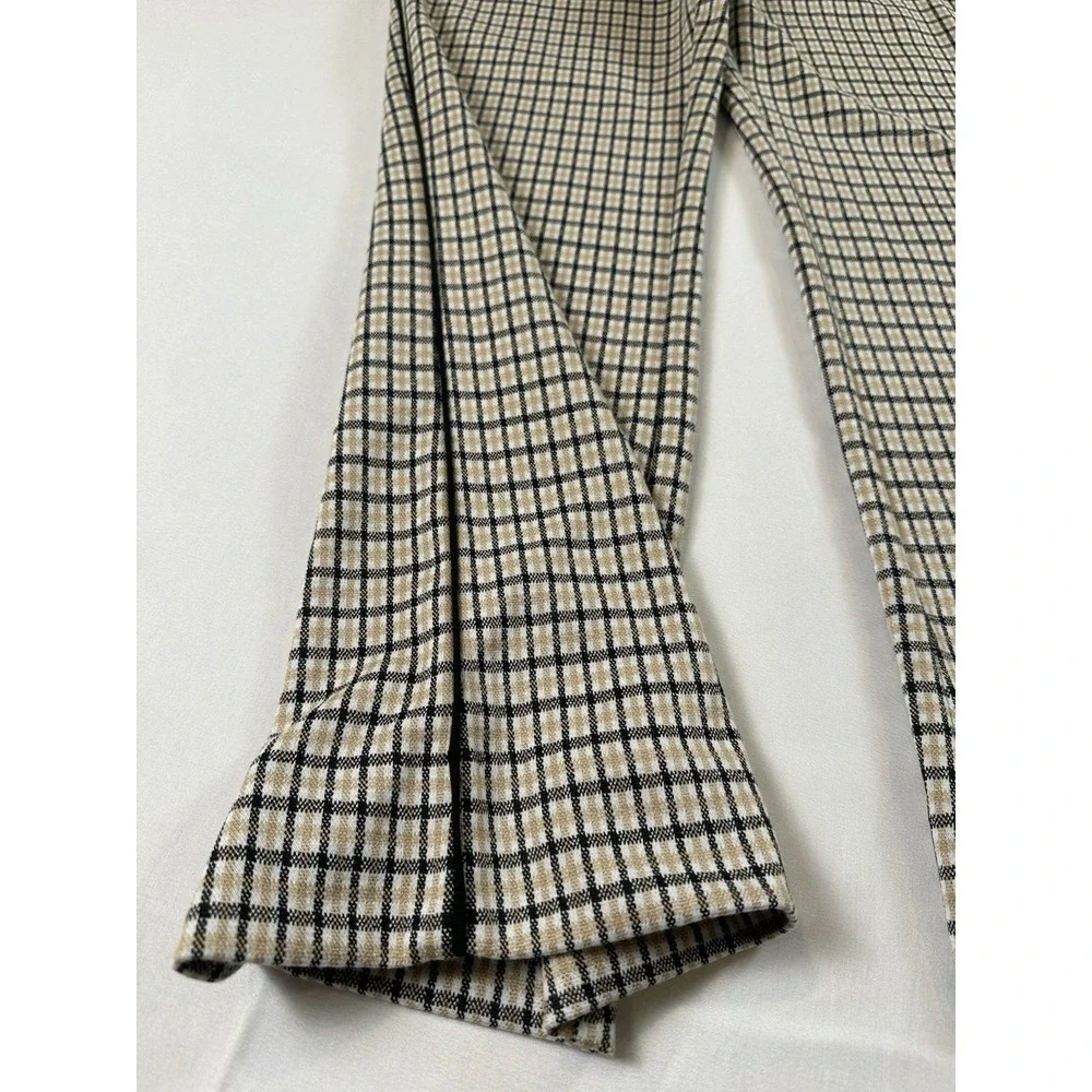 ME+EM Plaid Flared Pants Women Size US 6 Beige Black‎ Tan Trousers EUC